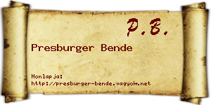Presburger Bende névjegykártya